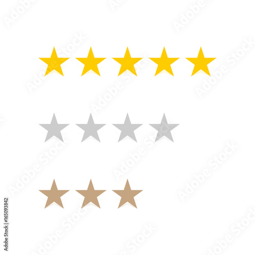 5 Stars, Rating stars in hotel business Gold, Silver, Bronze photo