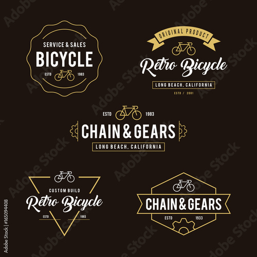 Set of bicycle in Retro Styled design badges photo