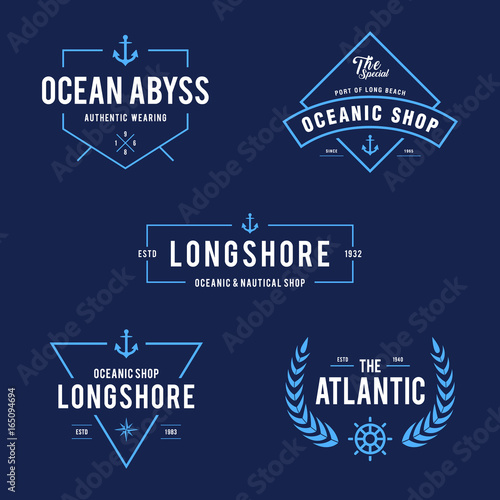 Vintage Nautical and Ocean Label Badge, Retro design element