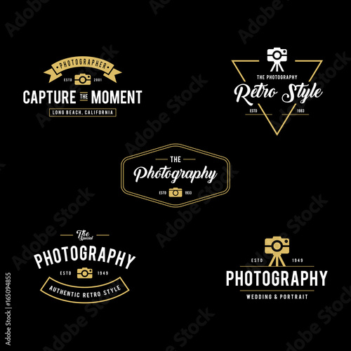 Set of Vintage photography badges and labels