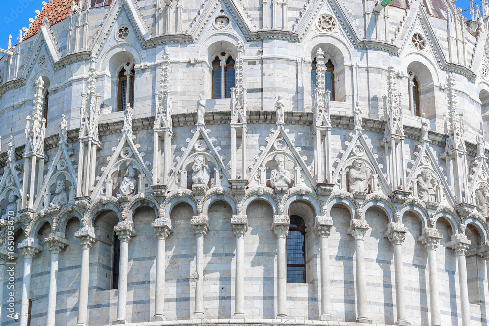 Facade of the Pisa Baptistery in Italy 