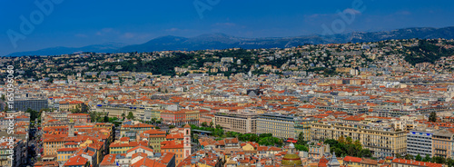 Panorama with the view of Nice city on the Mediterranean Sea