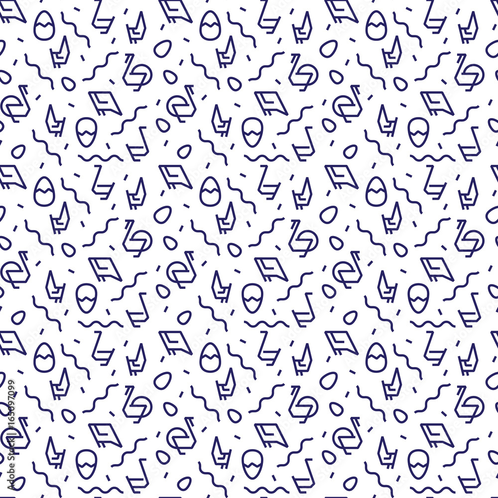 Vector chicken breeding hand drawn seamless pattern. Chicken,roster, feather and egg illustrations. Rural natural bird farming. Hipster fashion Memphis style. Vector chicken breeding hand drawn seamless pattern. Chicken,roster, feather and egg illustrations. Rural natural bird farming. Hipster fashion Memphis style.