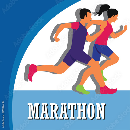 running race people / marathon, sport and activity poster. vector illustration