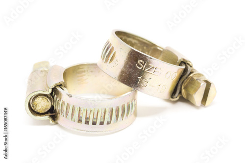 Metal and alloy hose strap.