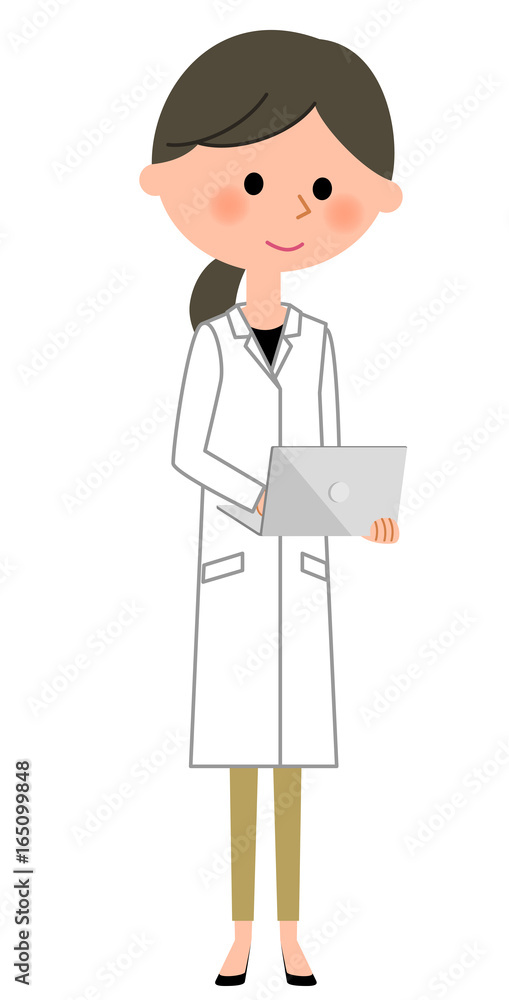 白衣の女性 ノートPC 白衣の女性 ノートPC