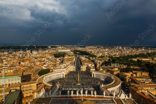 View on the Saint Peter`s Square (Piazza San Pietro) in Vatican, Rome, Italy