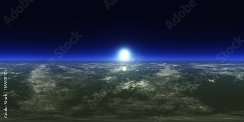 HDRI, environment map, Round panorama, spherical panorama, equidistant projection, sea sunset 