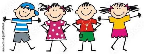 happy kids, vector illustration