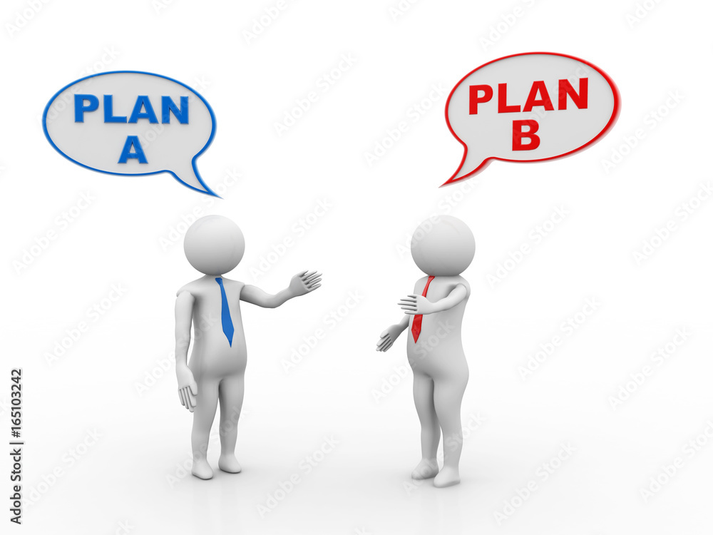 Business man Arguing for Plan A and Plan B. 3d render Business man Arguing for Plan A and Plan B. 3d render