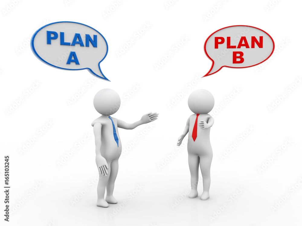 Business man Arguing for Plan A and Plan B. 3d render Business man Arguing for Plan A and Plan B. 3d render
