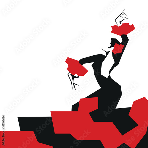 Flamenco Dancer in expressive impressive pose. Minimalistic laconic