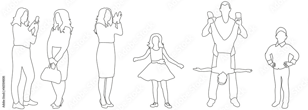 isolated contours people, sketch isolated contours people, sketch