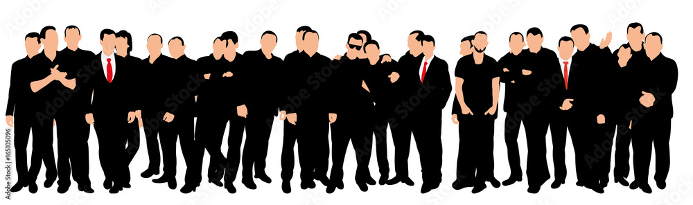 Fototapeta premium Vector, isolated, silhouette of walking people, crowd, group