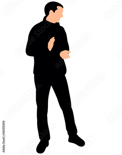 Vector, isolated, silhouette man rejoicing