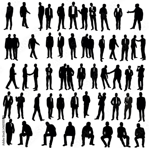 Vector  isolated  silhouette of man  go stand  set