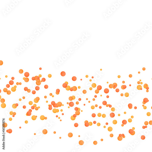 Bright merry orange confetti layout. Festive graphic background template