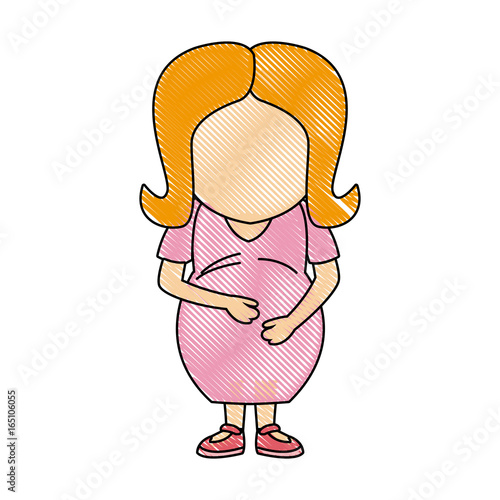 cute pregnant woman caressing her belly