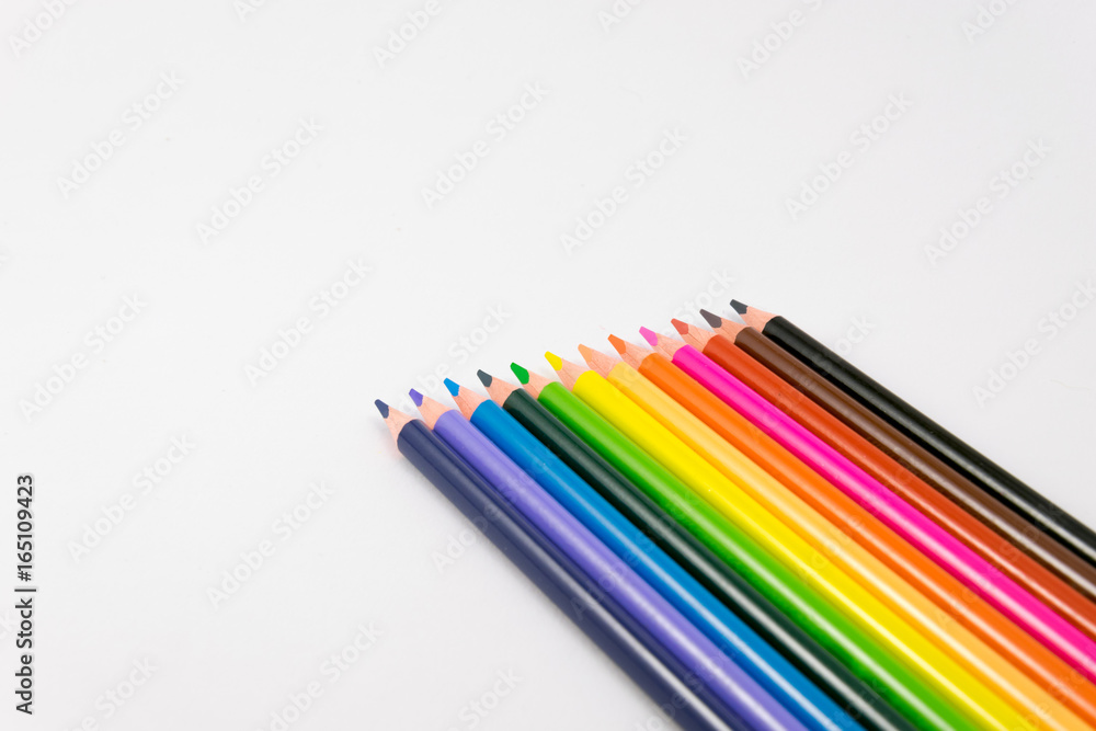 colorful pencil on white background colorful pencil on white background