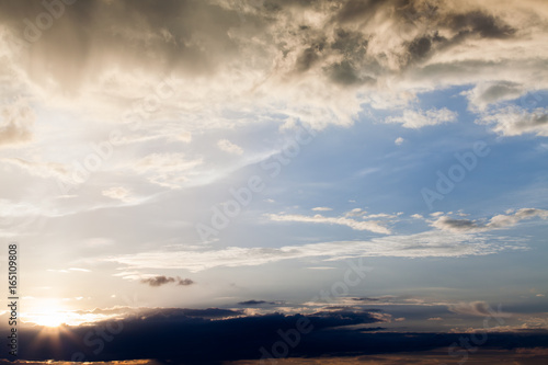 colorful dramatic sky with cloud at sunset