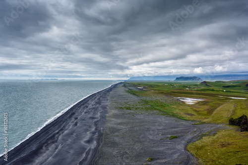 Vik beach under a cloudy sky in Iceland