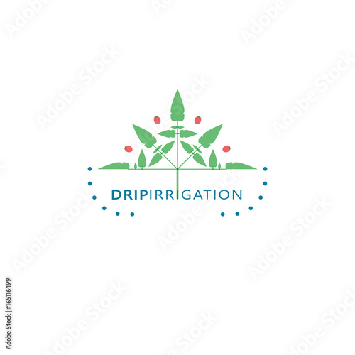 Drip irrigation system logo design template. Vector illustration.