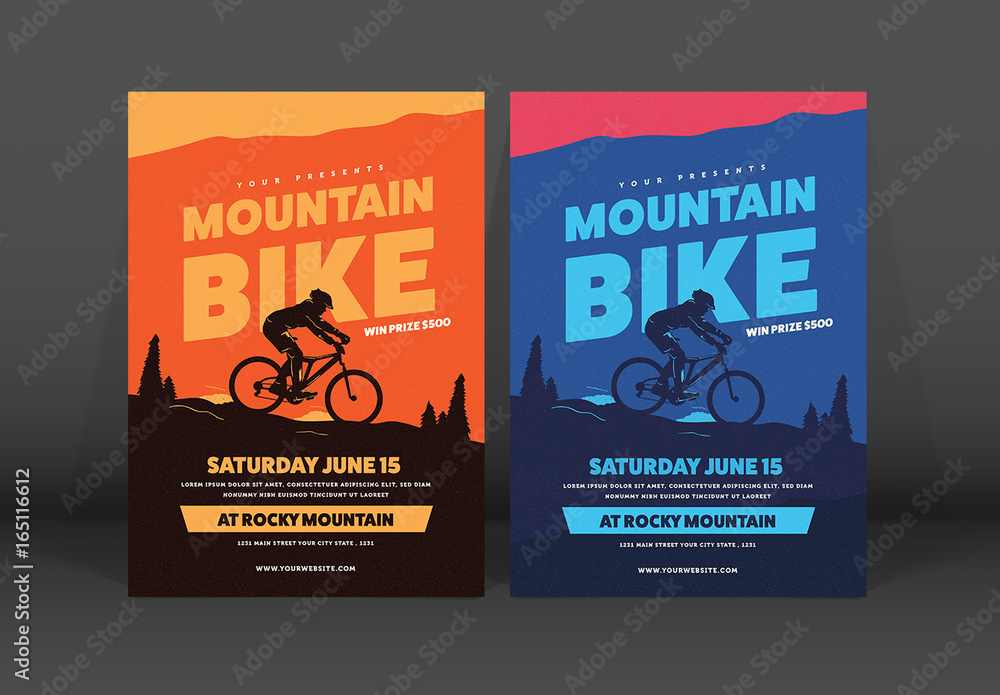 Mountain BIke Event Flyer Stock Template | Adobe Stock