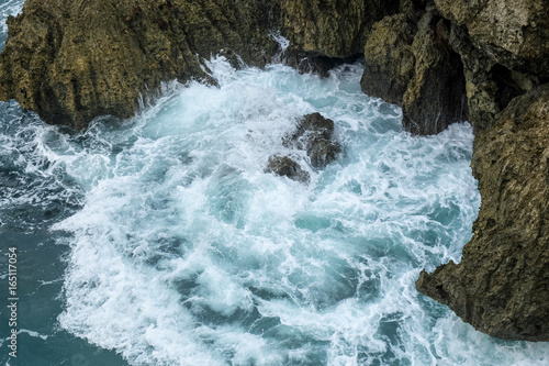 dangerous reefs rocks and swirl on the Indian ocean