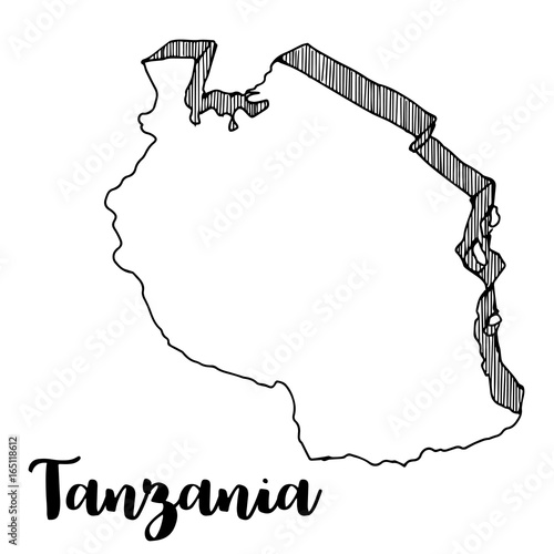 Hand drawn of Tanzania map, vector illustration