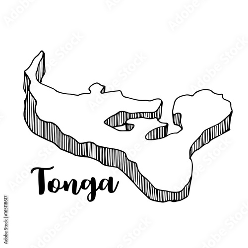 Hand drawn of Tonga map, vector illustration photo