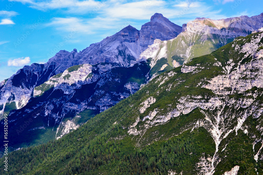 View at Innsbrucks mountain scenery of Innsbruck valley, Austria