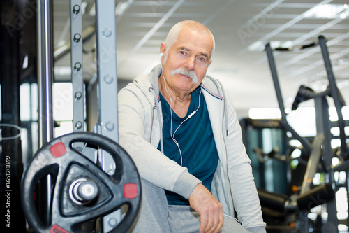 portrait of senior man in gymnasium