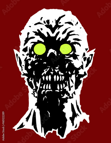 Skull of the screaming vampire character. Vector illustration.