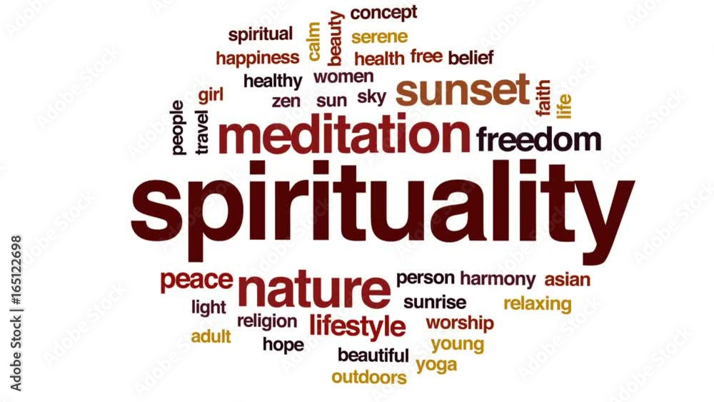 Spirituality animated word cloud, text design animation. Spirituality animated word cloud, text design animation.