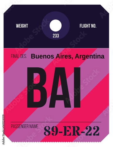 Vintage Luggage Tag. Real looking airport luggage tag.