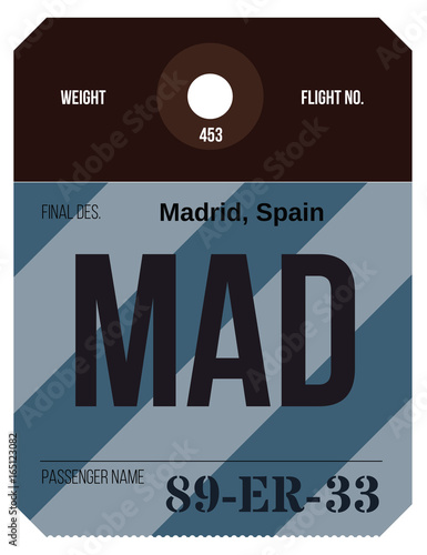 Vintage Luggage Tag. Real looking airport luggage tag.