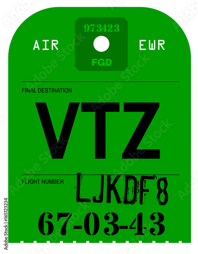 Vintage Luggage Tag. Real looking airport luggage tag.