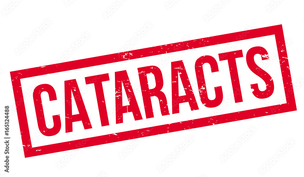 Cataracts rubber stamp. Grunge design with dust scratches. Effects can be easily removed for a clean, crisp look. Color is easily changed.