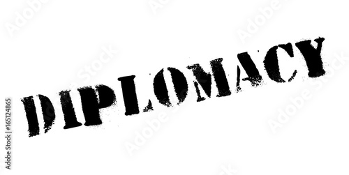 Diplomacy rubber stamp. Grunge design with dust scratches. Effects can be easily removed for a clean, crisp look. Color is easily changed.