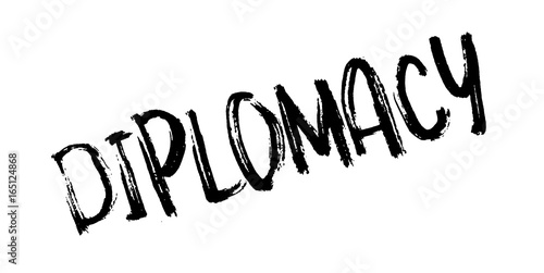 Diplomacy rubber stamp. Grunge design with dust scratches. Effects can be easily removed for a clean, crisp look. Color is easily changed.