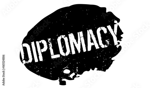 Diplomacy rubber stamp. Grunge design with dust scratches. Effects can be easily removed for a clean, crisp look. Color is easily changed.