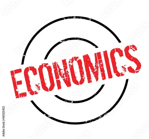 Economics rubber stamp. Grunge design with dust scratches. Effects can be easily removed for a clean, crisp look. Color is easily changed.