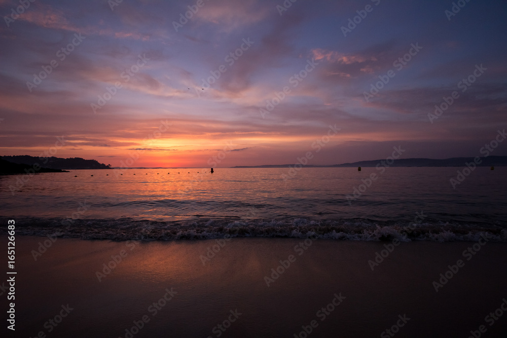 Colorful sunset on the beach