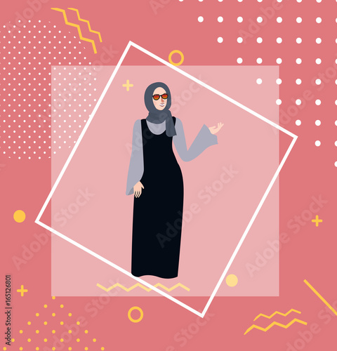 muslim woman girl standing wearing veil head scarf cover