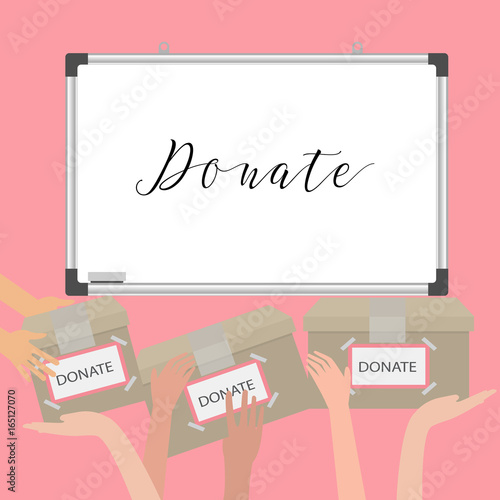 donation fundraiser hands holding box charity giving support others