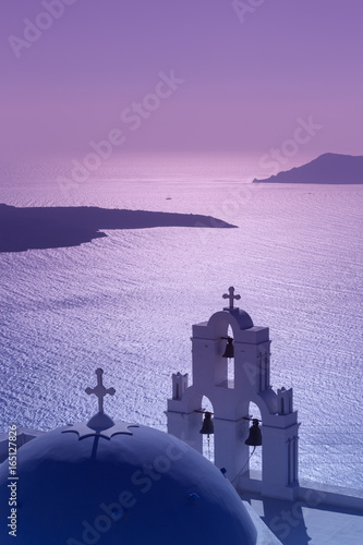 Firostefani church Santorini just after sunset photo