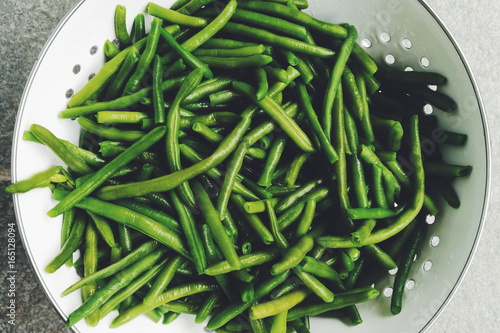 Green beans on white background 