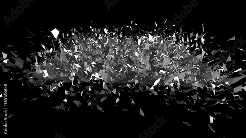 Abstract clean black and white low poly waving 3D surface as futuristic relief. Grey geometric vibrating environment or pulsating background in cartoon low poly popular stylish 3D design..