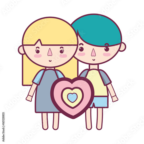 couple children with hairstyle and pijama clothes