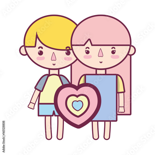 couple children with hairstyle and pijama clothes